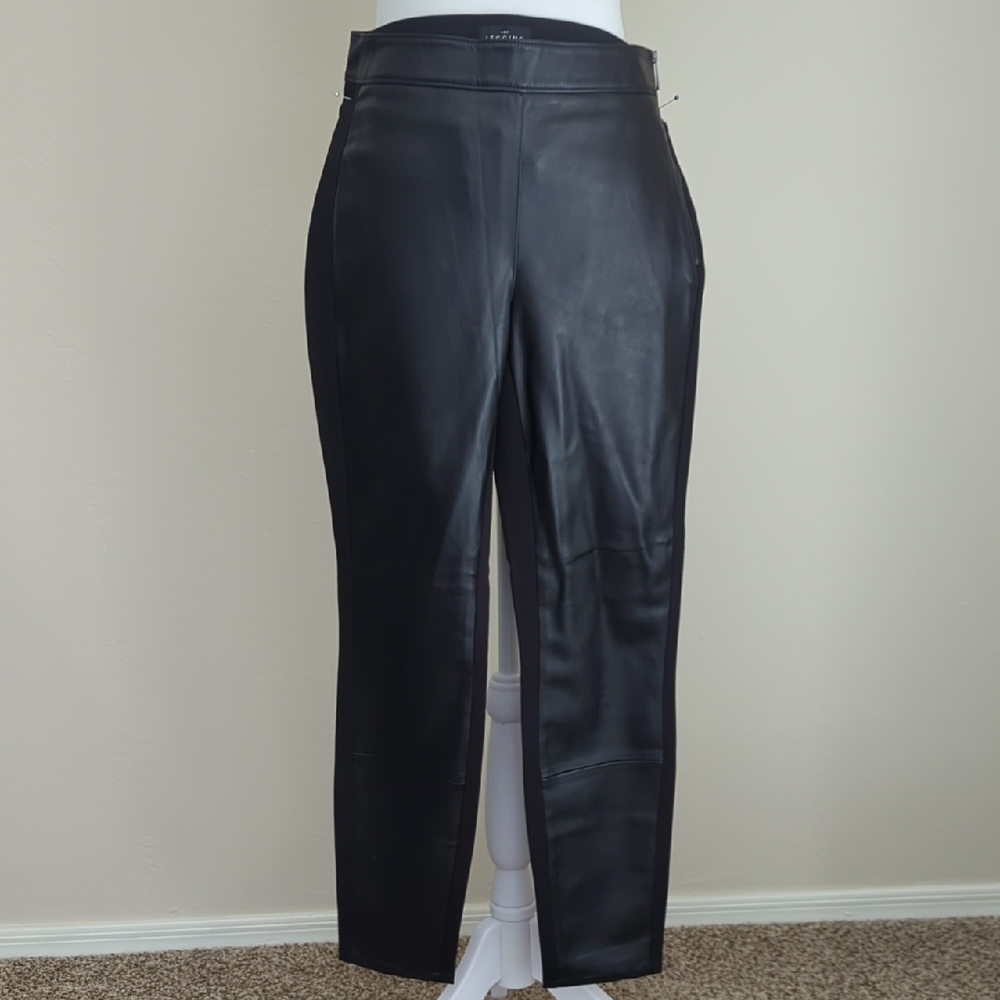 White House/Black Market Black Faux Leather Pants, Size 2